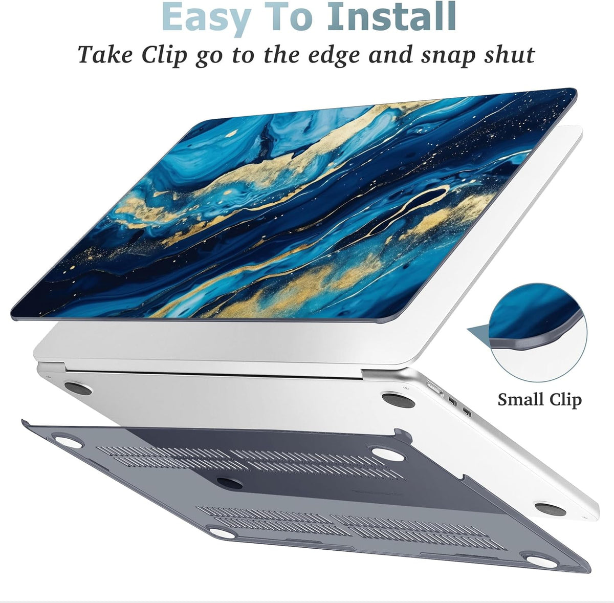 May Chen for MacBook Air 13.6 Inch Case 2025/2024/2023/2022 Release (Model A2681 A3113 A3240, M2 M3 M4 Chip) – Hard Shell Laptop Cover with Keyboard Cover & Screen Protector，Blue Marble Texture