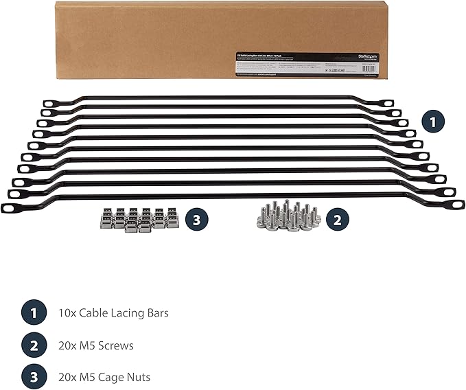 StarTech 10-Pack Lacing Bar with 2in Offset for 19in Rack (CMLB102)