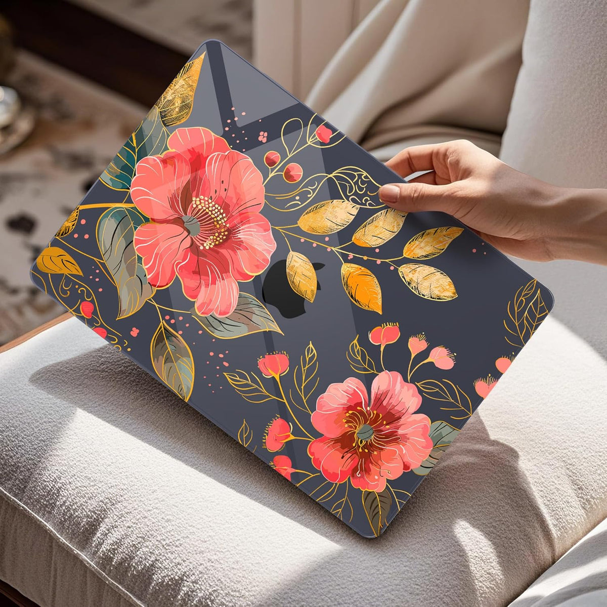 Mektron Compatible with M4 MacBook Air 15 inch Case 2025 A3241 2024 2023 M3 A3114 A2941 M2 Liquid Retina Display Touch ID, Plastic Hard Case & Keyboard Skin & Screen Protector - Floral C339