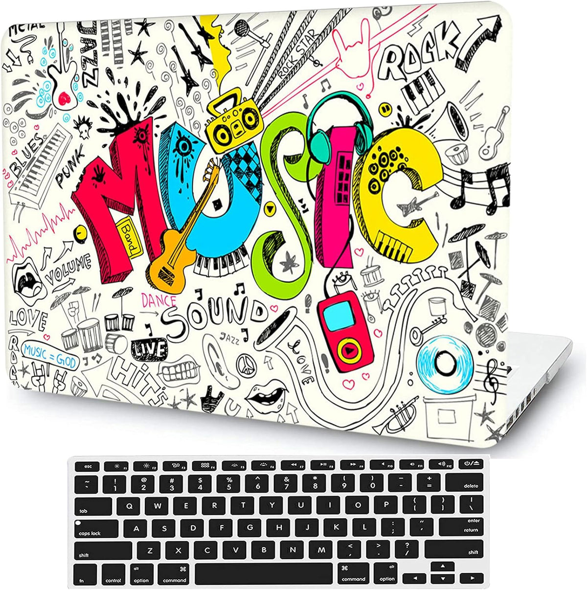 Creativity Music Laptop Shell Compatible with MacBook Air 13 Inch Case 2017 2016 2015 2014 2013 2012 2011 2010 A1466/A1369, AMCJJ Plastic Hard Cover Shell Case & Keyboard Cover &Screen Protector