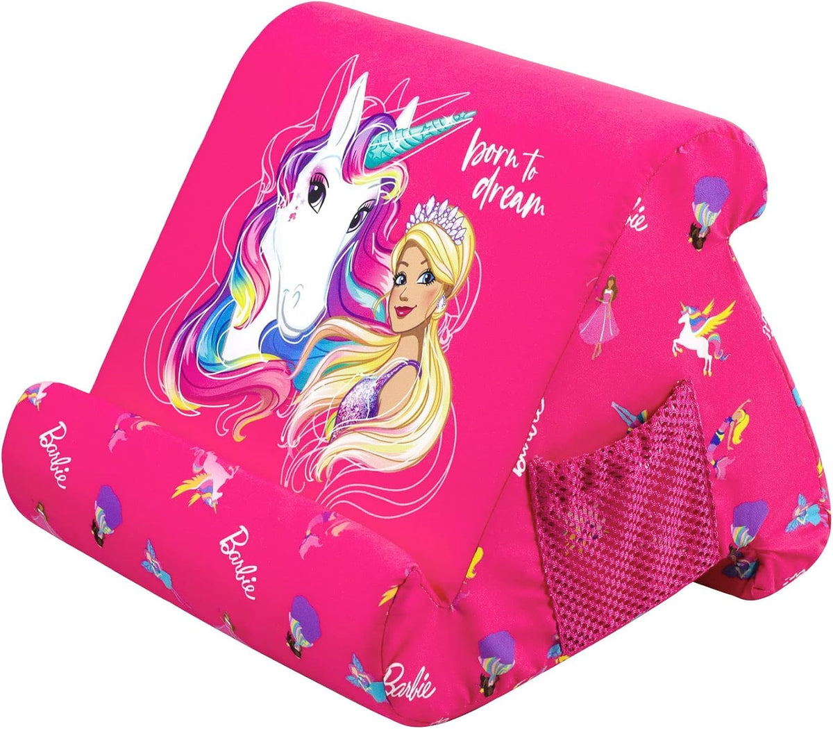 Flippy Tablet Pillow Stand - Cushion Tablet Stand & Holder, Bed Support for Lap and Desk, Compatible with Phone & Book Reading: Kindle, iPad Pro, iPhone & Samsung - Barbie