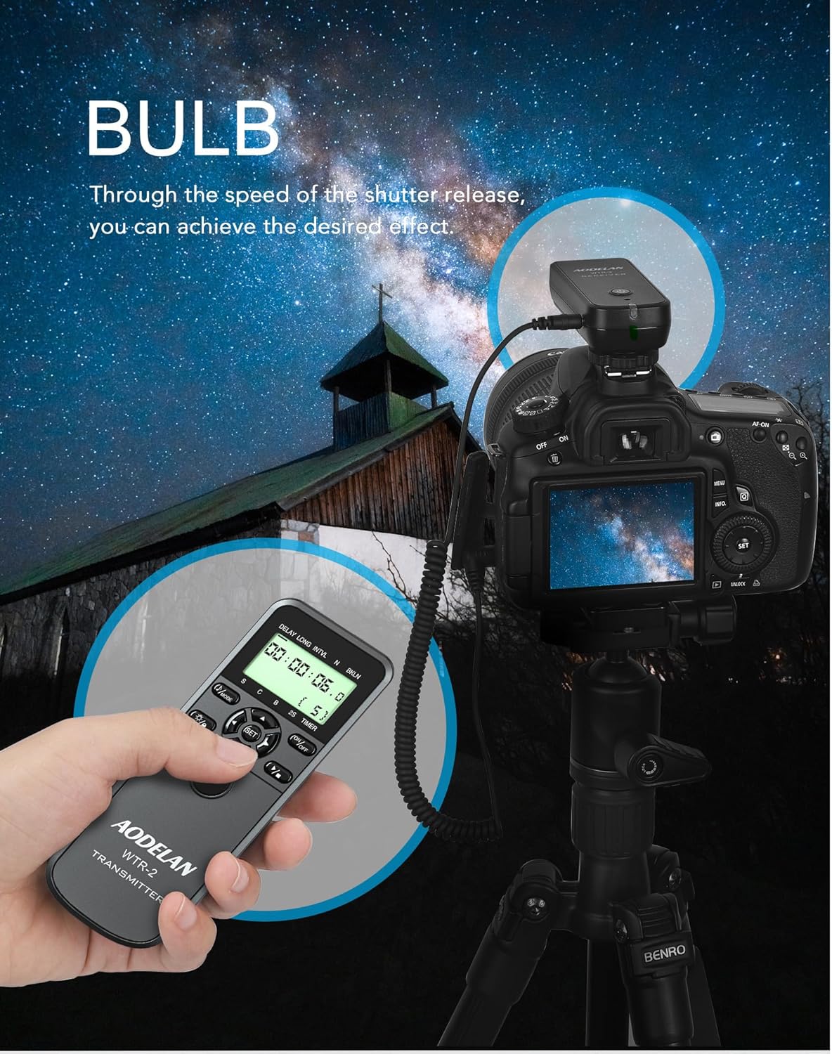 AODELAN Wireless Remote Control for Nikon Cameras, Timer Remote Shutter Release Cable for Z9 D5 D6 D800 D810 D850 ; Replaces Nikon MC-30