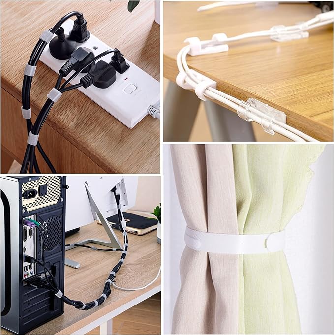 DRIVUU White Cable Management Organizer Kit 4 Cable Sleeve Split 311Pcs