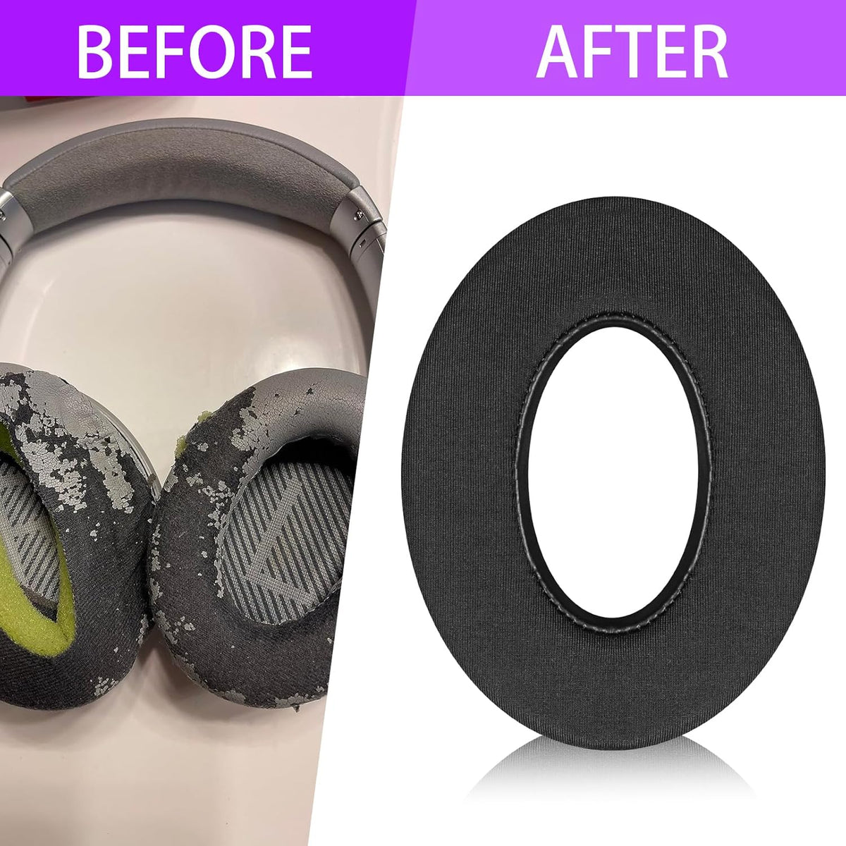 Ice Gel Headphones Replacement Ear Pads for Bose qc45 Replacement Ear Pads - qc35&qc35 ii Replacement Ear pads/qc25 Replacement Ear Pads - Black/Purple