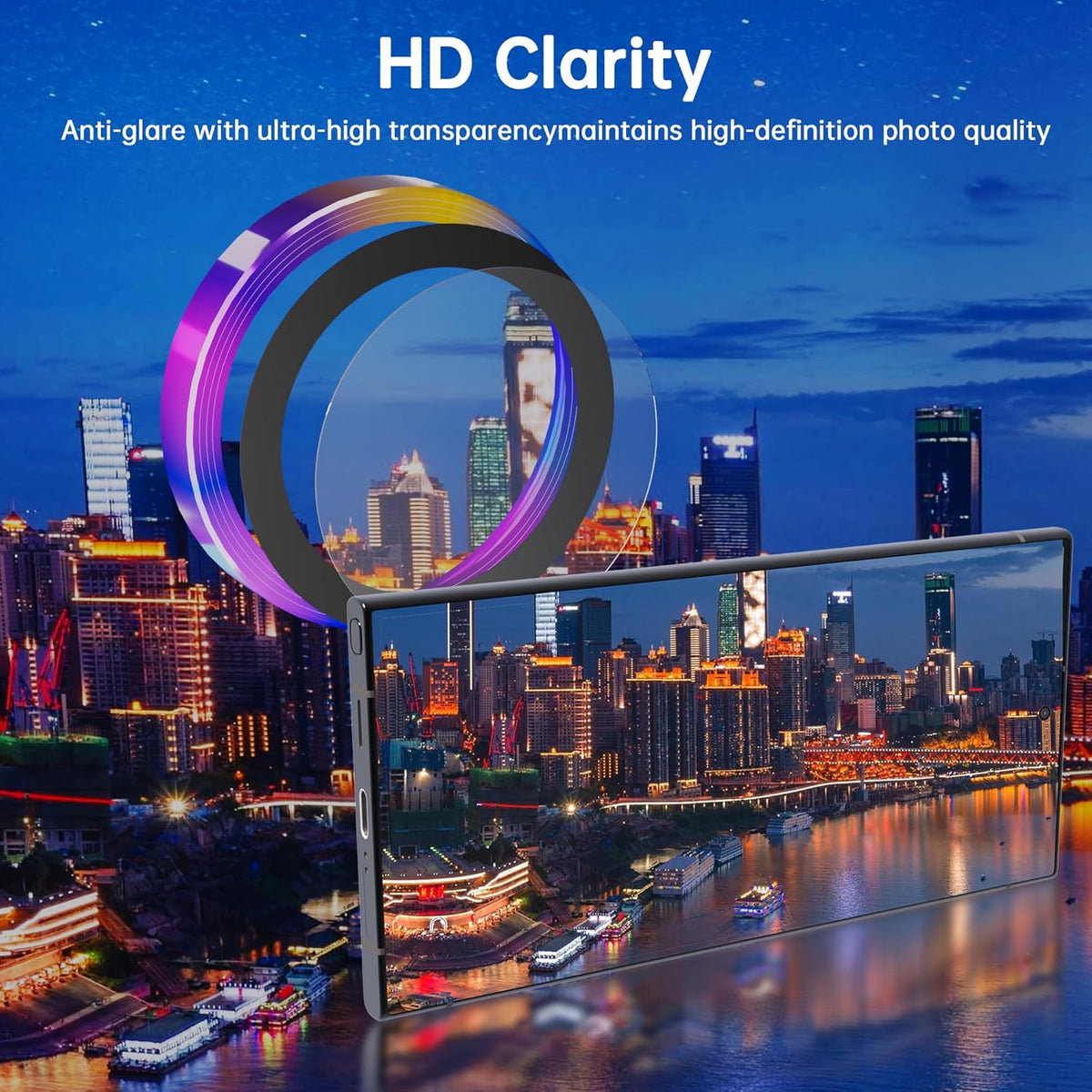 For Samsung Galaxy S23 Ultra Camera Lens Protector, Individual Lens Protector, Ultra HD 9H Tempered Glass Screen Protective Cover, Anti-scratch, Military Grade Drop Protection 2 Set. (Colorful, S23 Ultra)