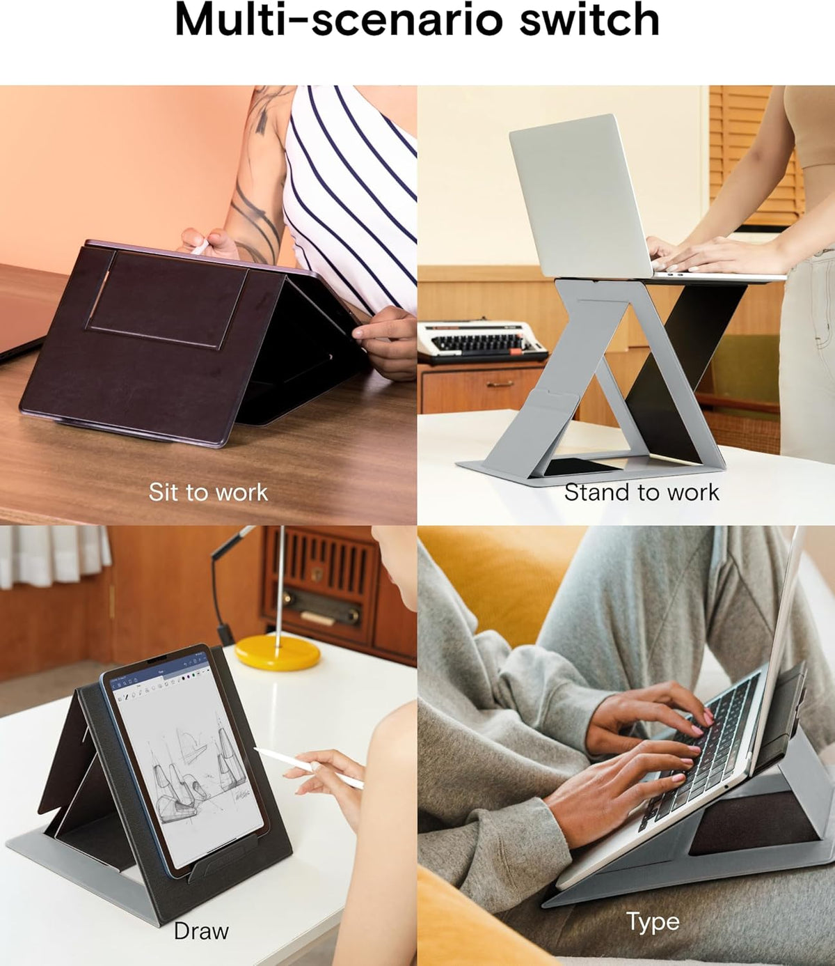 MOFT Folding Laptop Stand Lap Desk, Portable & Mini Computer Stand Laptop Desk for Travel and Home Office, Ergonomic Design with Adjustable Viewing Angles, Lightweight Computer Cooling Riser, Black