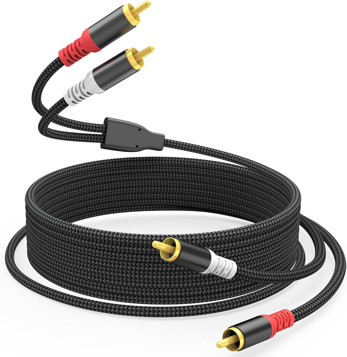 HOSONGIN RCA Audio Cable 25FT - Dual Shielded Noise Free Durable Braided Male to Male Long Audio Cord for Home Theater/Amplifier/Subwoofer/Speaker/Audio Receiver/Vinyl Record Player/SoundBar - 25 feet