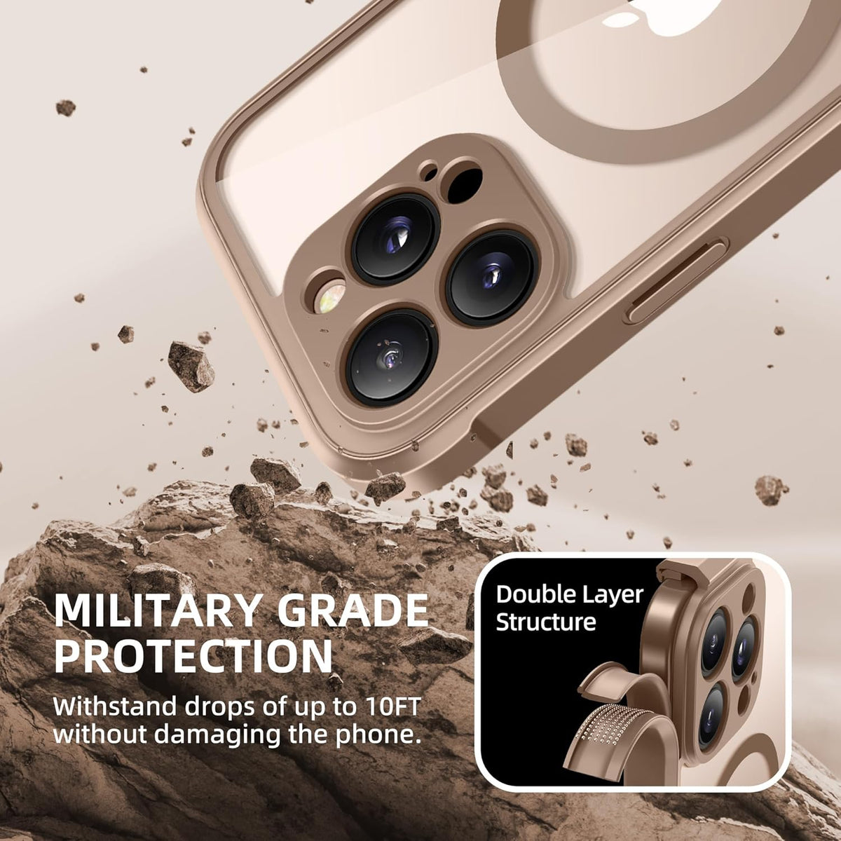 BERFY Magnetic for iPhone 16 Pro Max Case, Compatible with MagSafe, [Built-in 9H Tempered Glass Screen Protector & Upgraded Camera Protection]Full Body Shockproof Phone case for 16 ProMax,Desert Brown