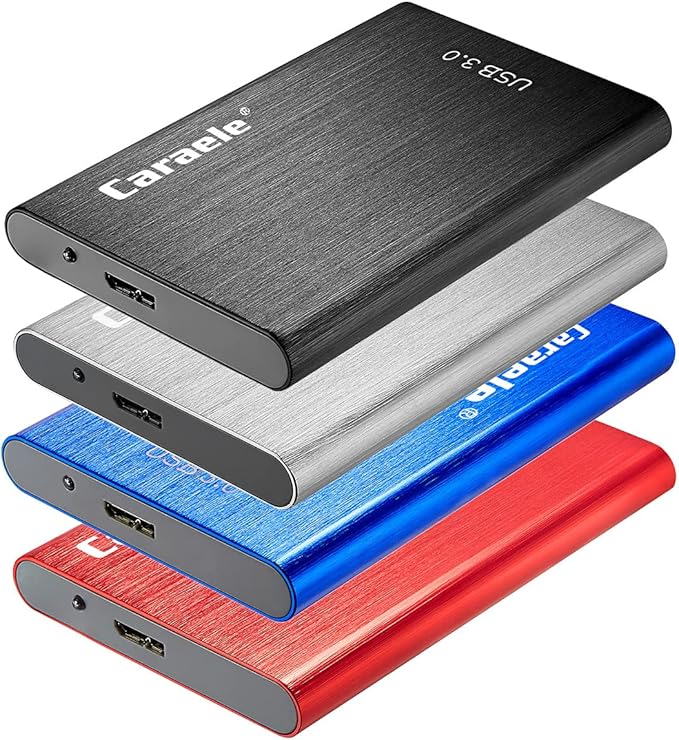 Portable SATA External Hard Drive HDD 2TB 1TB 500GB USB3.0 Ulra-Fast File Transfers (1TB Black)