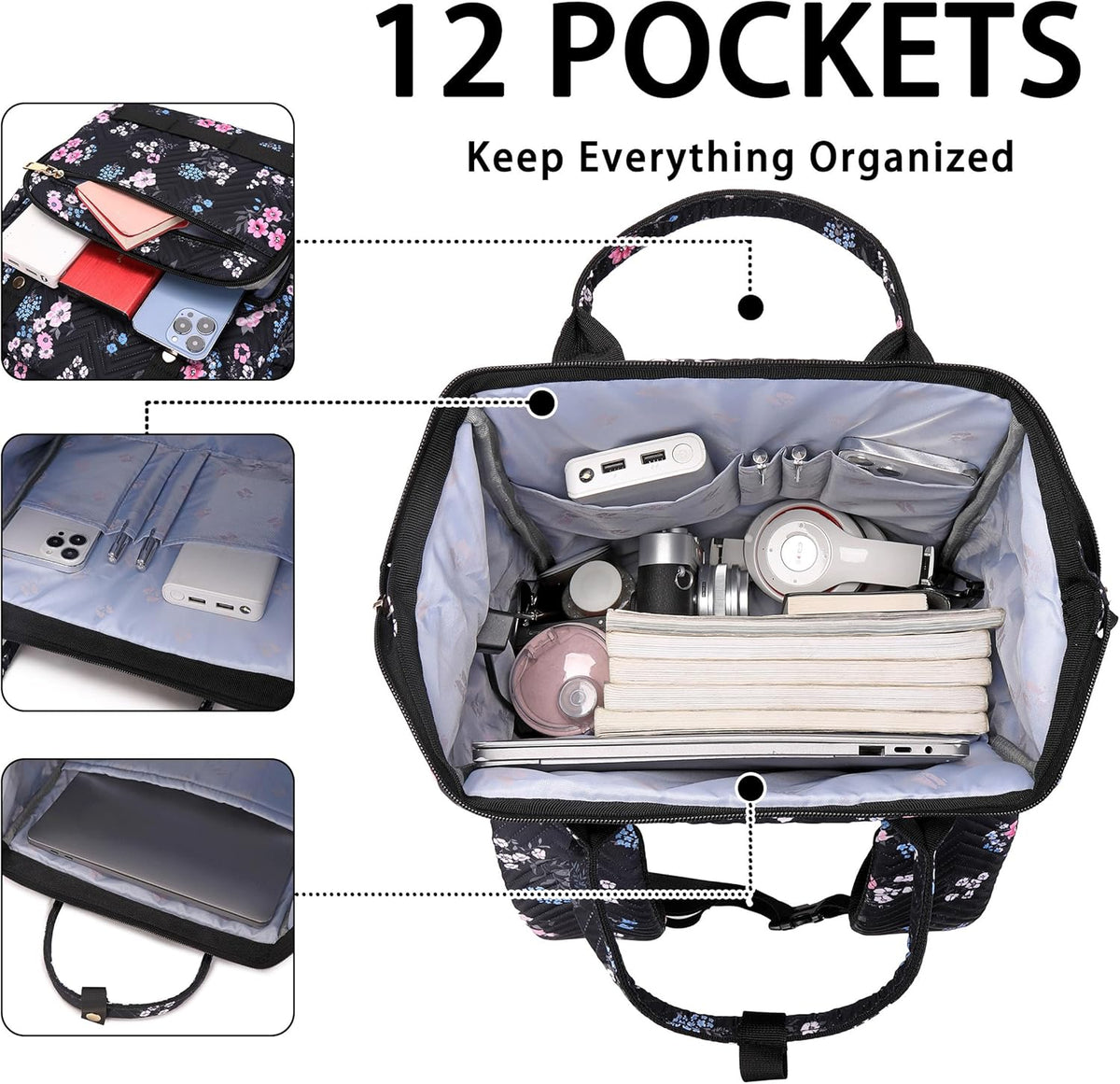 Backpack Commuter Daypack 15.6 Inch Hidds Laptop Purse for Women, Work Business College School Computer Bag Large Girls