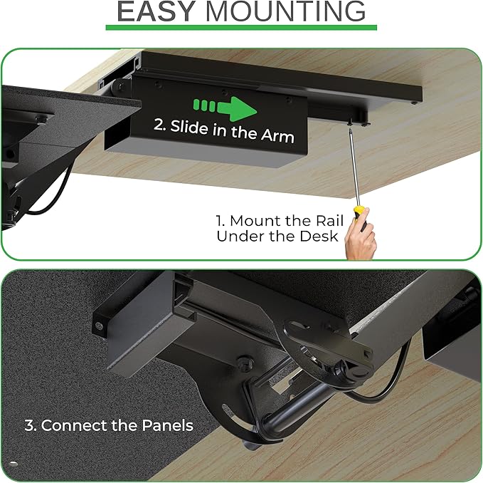 Uncaged Ergonomics KT2-b Under-Desk Adjustable Height & Angle Sit to Stand Up Keyboard Tray with negative tilt Best standing desk computer keyboard holder drawer