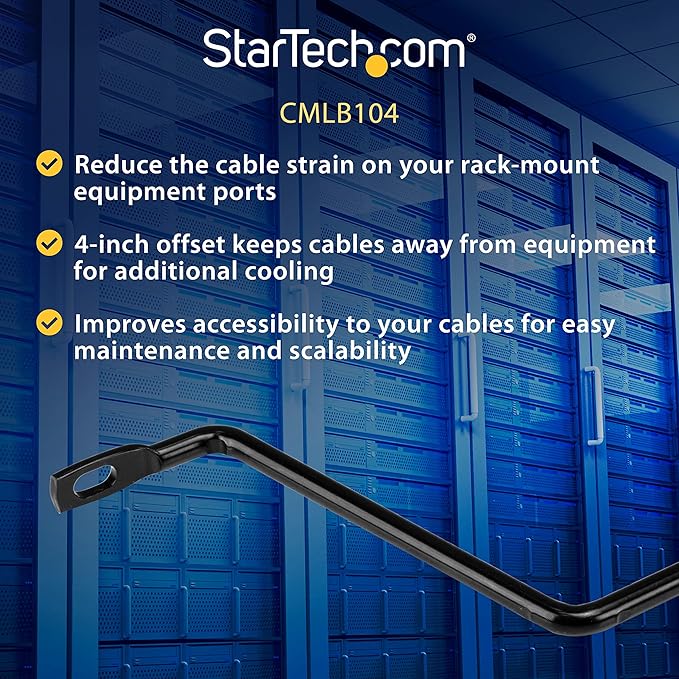 StarTech 10-Pack Lacing Bar with 4in Offset for 19in Rack, Steel (CMLB104)