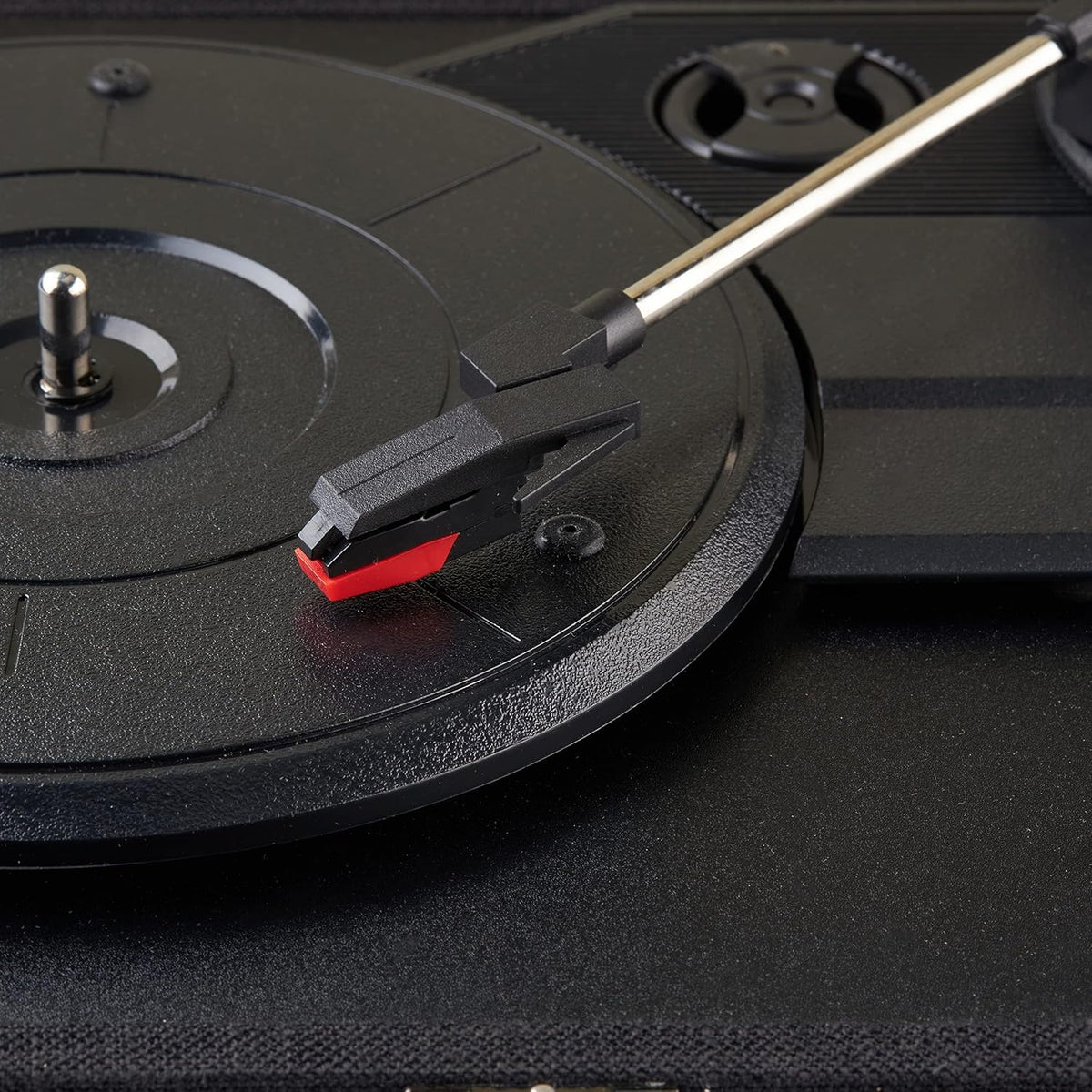 Amazon Basics 3-Speed, Portable Suitcase Vinyl Turntable Record Player with Built-in Stereo Speakers, Belt Drive