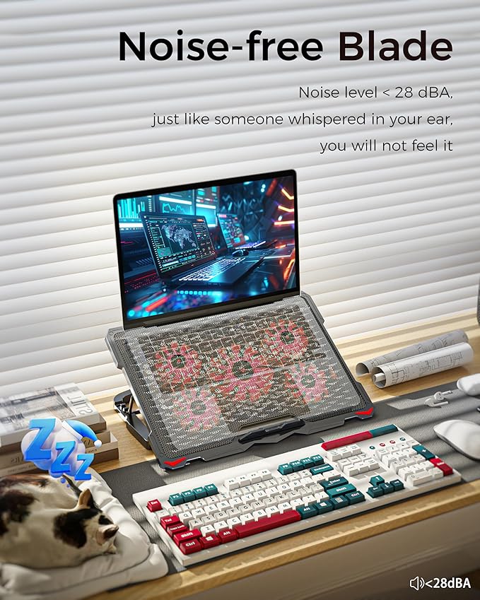 AICHESON Laptop Cooling Pad for 17.3 Notebook Red 5 Fans