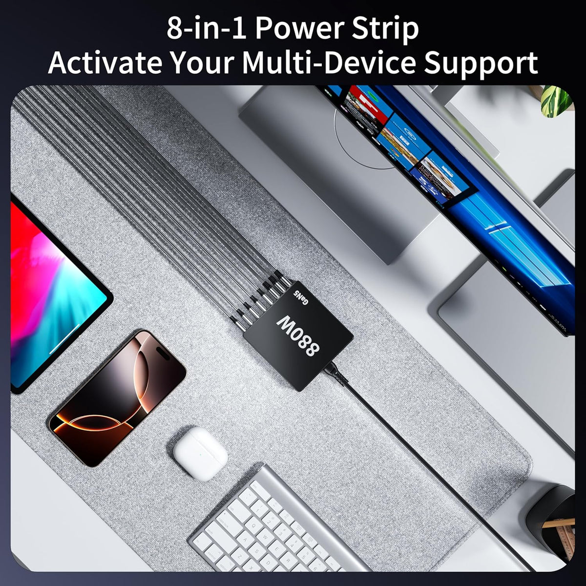880W USB C Charger Block Charging Station 8 Port Fast GaN Chager 140W 160W PD PPS HUB for Laptop MacBook Charger Compatible with MacBook Pro/Air/All iPad iPhone 17/16/15/14/13/Pro Max/Galaxy Note
