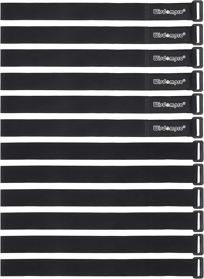 Wisdompro 12 Pack 1 x 24 Inch Long Hook and Loop Tie Down Straps Heavy Duty