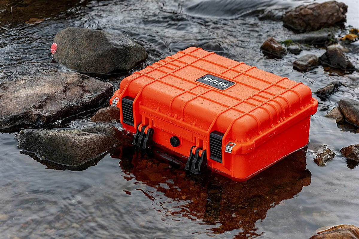 MEIJIA Portable All Weather Waterproof Camera Case With Foam,Fit Use of Drones,Camera,Equipments,Pistols,15.98x12.99x6.85inches