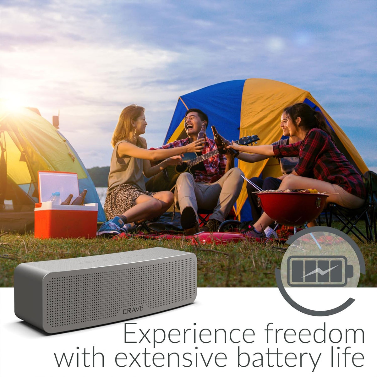 Crave Curve Portable Bluetooth Wireless Intelligent Speaker with Enhanced Bass, Built-in Microphone and Speakerphone