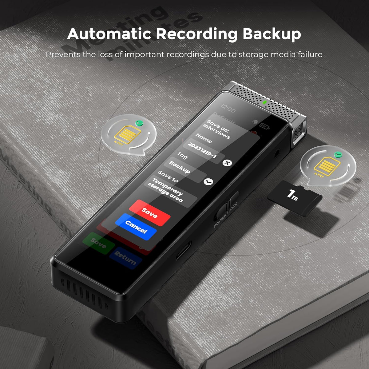 136GB Digital Voice Recorder with Playback, Innioasis R1 Full Touchscreen Voice Recorder with AI Intelligent Transcription and Bluetooth, Voice Activated Sound Audio Recorder Device with Mic (Silver)