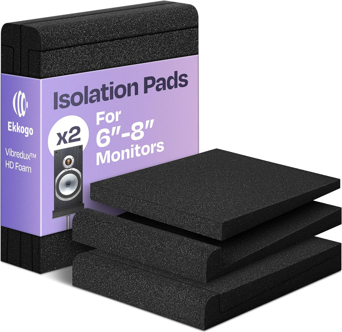 Pair of Studio Monitor Isolation Pads Premium Acoustic Foam to Elevate Audio Ideal Speaker Foam for 6.5-8 Inch Speakers Enhanced with Vibredux HD Foam for Superior Isolation