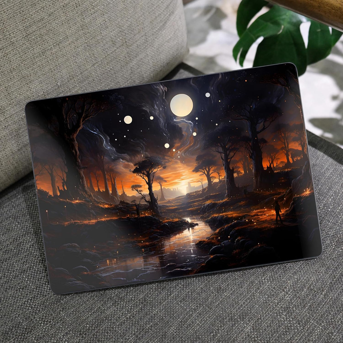 MEEgoodo for MacBook Air 13.3 inch Case 2021 2020 2019 2018 A2337 M1 A2179 A1932, Laptop Shell for MacBook Air M1 with Keyboard Webcam Cover & Trackpad Film & Type C Adapter,Fantasy Night Landscape