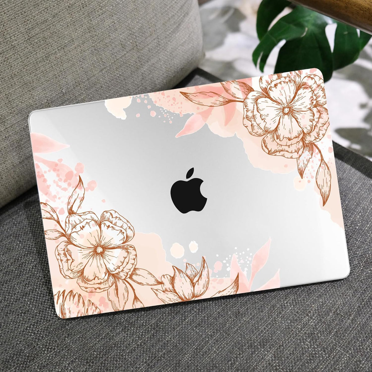 MEEgoodo for MacBook Air 13.3 inch Case 2021 2020 2019 2018 A2337 M1 A2179 A1932,Clear Case for MacBook Air M1, Laptop Shell with Keyboard Webcam Cover & Trackpad Film & Type C Adapter,Floral Elements