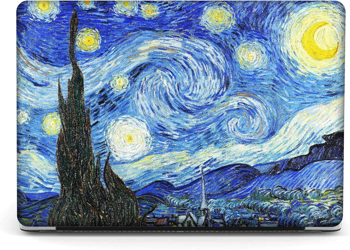 Berkin Arts Compatible with MacBook Air 13 inch Cover, 2022-2018 Release A2179/A2337 M1 with Touch ID with Keyboard Cover & Screen Protector Post-Impressionism (The Starry Night by Van Gogh)