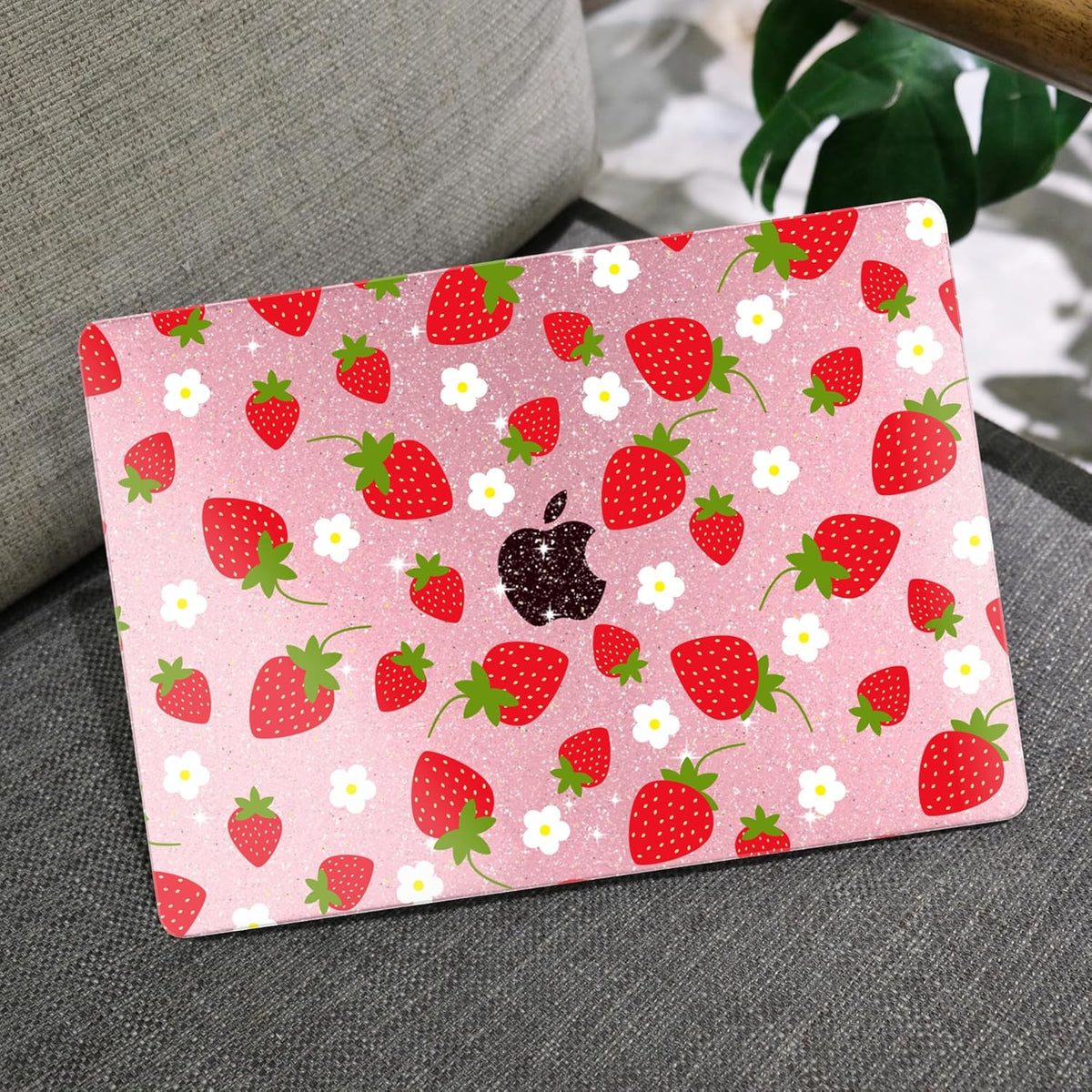 MEEgoodo Case for MacBook Air M4/M3/M2 13.6 inch 2025 2024 2022, Fit Model A3240 A3113 A2681, Compatible with MacBook Air 13 inch, Laptop Hard Shell Case with Keyboard Cover, Strawberries & Flowers